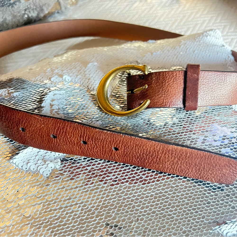 Coach Brown Gold Leather Belt Classic Design - Picture 2 of 8